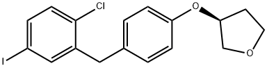 (3S)-3-[4-(2-クロロ-5-ヨードベンジル)フェノキシ]テトラヒドロフラン 化学構造式