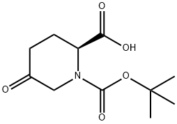 (S)-1-(TERT-ブチルトキシカルボニル)-5-オキソピペリジン-2-カルボン酸 化学構造式