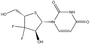 1-((2S,3S,5S)-4,4-difluoro-3-hydroxy-5-(hydroxyMethyl)-tetrahydrothiophen-2-yl)pyriMidine-2,4(1H,3H)-dione 结构式