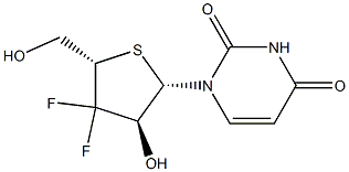 1-((2S,3S,5S)-4,4-difluoro-3-hydroxy-5-(hydroxyMethyl)-tetrahydrothiophen-2-yl)pyriMidine-2,4(1H,3H)-dione Structure