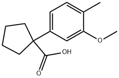 1-(3-methoxy-4-methylphenyl)cyclopentane-1-carboxylic acid 化学構造式