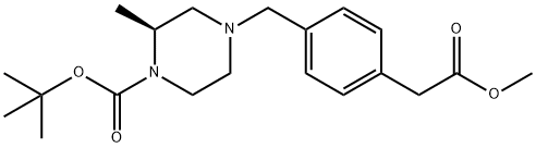 1-Piperazinecarboxylic acid, 4-[[4-(2-Methoxy-2-oxoethyl)phenyl]Methyl]-2-Methyl-, 1,1-diMethylethyl ester, (2S)- Structure