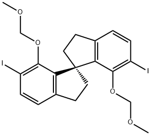 (1R)- 2,2',3,3'-tetrahydro-6,6'-diiodo-7,7'-bis(MethoxyMethoxy)-1,1'-Spirobi[1H-indene] 化学構造式