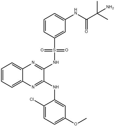 2-氨基-N-[3-[N-[3-[(2-氯-5-甲氧基苯基)氨基]喹喔啉-2-基]氨基磺酰基]苯基]-2-甲基丙酰胺, 934526-89-3, 结构式