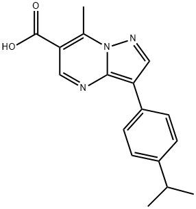3-(4-ISOPROPYLPHENYL)-7-METHYLPYRAZOLO[1,5-A]PYRIMIDINE-6-CARBOXYLIC ACID, 941573-59-7, 结构式