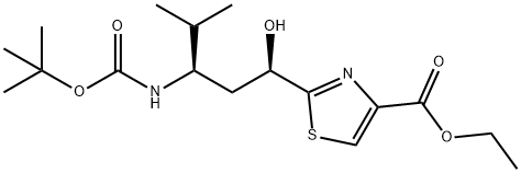 2-((1R,3R)-3-((叔丁氧基羰基)氨基)-1-羟基-4-甲基戊基)噻唑-4-甲酸乙酯,944559-48-2,结构式
