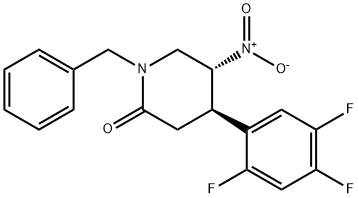 (4R,5R)-5-硝基-1-苄基-4-(2,4,5-三氟苯基)-2-哌啶酮, 945488-47-1, 结构式