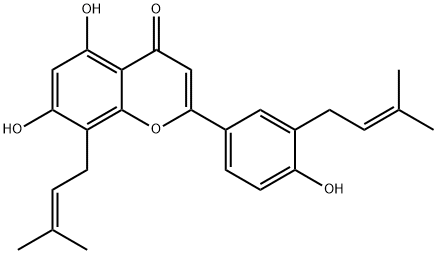 8,3'-Diprenylapigenin|5,7-二羟基-2-[4-羟基-3-(3-甲基-2-丁烯-1-基)苯基]-8-(3-甲基-2-丁烯-1-基)-4H-1-苯并吡喃-4-酮