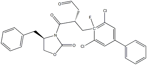 (R)-4-((R)-4-benzyl-2-oxooxazolidin-3-yl)-3-((3,5-dichloro-4-fluoro-[1,1-biphenyl]-4-yl)Methyl)-4-oxobutanal 化学構造式