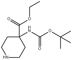 4-[(叔丁氧基羰基)氨基]哌啶-4-甲酸乙酯, 956460-98-3, 结构式
