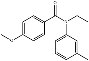 N-エチル-4-メトキシ-N-(3-メチルフェニル)ベンズアミド 化学構造式