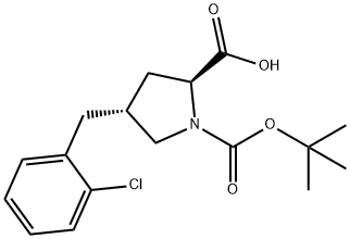 (2S,4R)-1-(反式-叔丁氧基羰基)-4-(2-氯苄基)吡咯-2-羧酸,959581-51-2,结构式