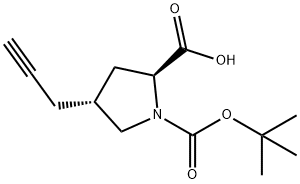 (2S,4R)-1-(tert-butoxycarbonyl)-4-(prop-2-ynyl)pyrrolidine-2-carboxylic acid Struktur