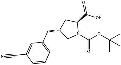 (2S,4R)-1-(tert-butoxycarbonyl)-4-(3-cyanobenzyl)pyrrolidine-2-carboxylic acid Structure