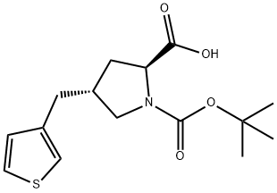 (2S,4R)-1-(tert-butoxycarbonyl)-4-(thiophen-3-ylMethyl)pyrrolidine-2-carboxylic acid Structure