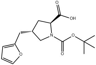 (2S,4S)-1-(tert-butoxycarbonyl)-4-(furan-2-ylMethyl)pyrrolidine-2-carboxylic acid 化学構造式