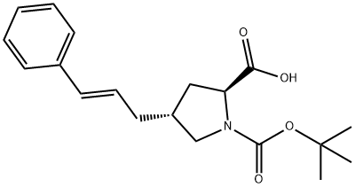 BOC-(R)-Γ-(3-フェニルアリル)-L-プロリン 化学構造式
