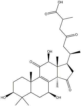 3β,7β,12β-Trihydroxy-11,15,23-trioxo-5α-lanost-8-en-26-oic acid Structure