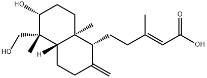 [1R-[1ALPHA(E),4ABETA,5BETA,6ALPHA,8AALPHA]]-5-[十氢-6-羟基-5-(羟基甲基)-5,8A-二甲基-2-亚甲基-1-萘基]-3-甲基-2-戊烯酸, 99624-39-2, 结构式