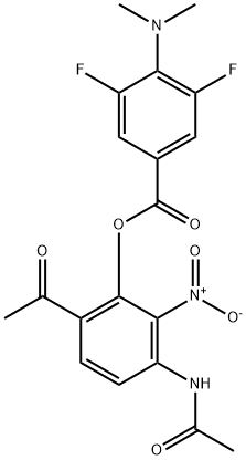 3-acetaMido-6-acetyl-2-nitrophenyl 4-(diMethylaMino)-3,5-difluorobenzoate 化学構造式