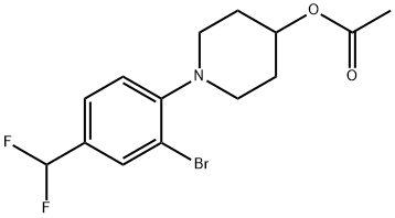 酢酸1-(2-ブロモ-4-(ジフルオロメチル)フェニル)ピペリジン-4-イル 化学構造式