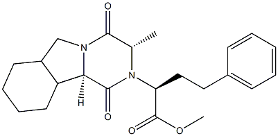 2-((3S,10bR)-3-Methyl-1,4-dioxodecahydropyrazino[2,1-a]isoindol-2(6H)-yl)-4-phenylbutanoic Acid (2S)-Methyl Ester Structure