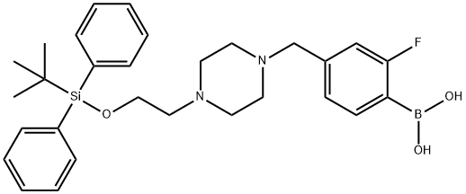 (4-((4-(2-((tert-butyldiphenylsilyl)oxy)ethyl)piperazin-1-yl)Methyl)-2-fluorophenyl)boronic acid Struktur