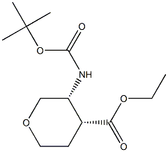 cis-ethyl 3-((tert-butoxycarbonyl)aMino)tetrahydro-2H-pyran-4-carboxylate 化学構造式