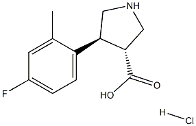 (+/-)-trans-4-(4-fluoro-2-Methyl-phenyl)-pyrrolidine-3-carboxylic acid-HCl,,结构式