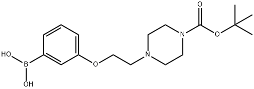 (3-(2-(4-(叔-丁氧基羰基)哌嗪-1-基)乙氧基)苯基)硼酸 结构式