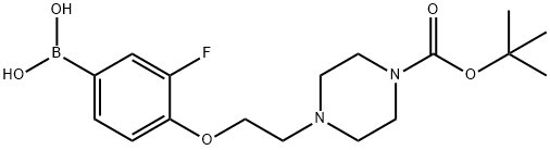 4-(2-(4-(叔-丁氧基羰基)哌嗪-1-基)乙氧基)-3-氟苯基硼酸 结构式