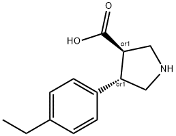 (+/-)-trans-4-(4-ethyl-phenyl)-pyrrolidine-3-carboxylic acid Structure