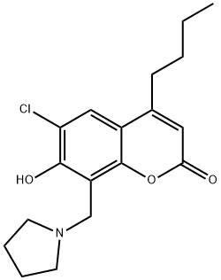 4-Butyl-6-chloro-7-hydroxy-8-(pyrrolidin-1-ylMethyl)chroMen-2-one,706770-90-3,结构式