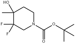 tert-butyl 3,3-difluoro-4-hydroxy-4-Methylpiperidine-1-carboxylate 化学構造式