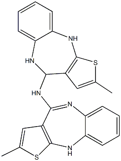 (E)-2-Methyl-N-(2-Methyl-5,10-dihydro-4H-benzo[b]thieno[2,3-e][1,4]diazepin-4-yl)-10H-benzo[b]thieno[2,3-e][1,4]diazepin-4-aMine 结构式