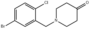 1-(5-ブロモ-2-クロロベンジル)ピペリジン-4-オン 化学構造式