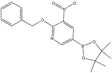 2-(苄氧基)-3-硝基-5-(4,4,5,5-四甲基-1,3,2-二氧杂环戊硼烷-2-基)吡啶 结构式