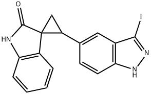 2-(3-iodo-1H-indazol-5-yl)spiro[cyclopropane-1,3'-indolin]-2'-one 结构式