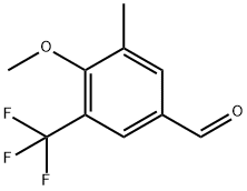 4-メトキシ-3-メチル-5-(トリフルオロメチル)ベンズアルデヒド 化学構造式