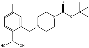 2-((4-(tert-butoxycarbonyl)piperazin-1-yl)Methyl)-4-fluorophenylboronic acid Structure