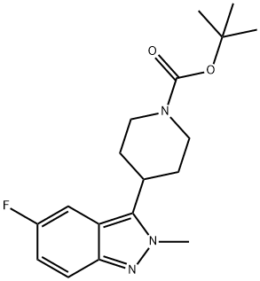 tert-butyl 4-(5-fluoro-2-Methyl-2H-indazol-3-yl)piperidine-1-carboxylate Struktur