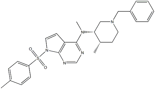 N-((3S,4S)-1-benzyl-4-Methylpiperidin-3-yl)-N-Methyl-7-tosyl-7H-pyrrolo[2,3-d]pyriMidin-4-aMine 化学構造式