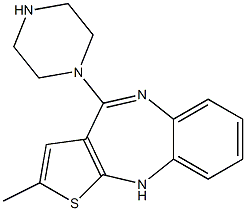 (E)-2-Methyl-4-(piperazin-1-yl)-10H-benzo[b]thieno[2,3-e][1,4]diazepine 化学構造式