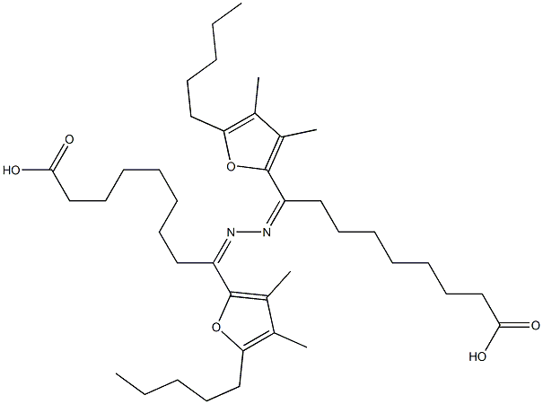 9,9'-(Hydrazine-1,2-diylidene)bis(9-(3,4-diMethyl-5-pentylfuran-2-yl)nonanoic Acid) Structure