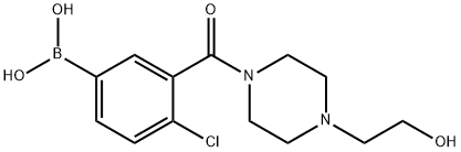 (4-クロロ-3-(4-(2-ヒドロキシエチル)ピペラジン-1-カルボニル)フェニル)ボロン酸 化学構造式