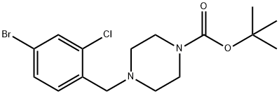 tert-butyl 4-(4-broMo-2-chlorobenzyl)piperazine-1-carboxylate Struktur