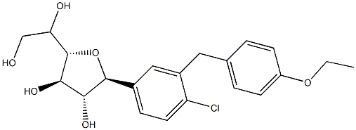 (2S,3R,4R)-2-(4-chloro-3-(4-ethoxybenzyl)phenyl)-5-((S)-1,2-dihydroxyethyl)tetrahydrofuran-3,4-diol Struktur