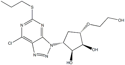 (1S,2S,3R,5S)-3-(7-chloro-5-(propylthio)-3H-[1,2,3]triazolo[4,5-d]pyriMidin-3-yl)-5-(2-hydroxyethoxy)cyclopentane-1,2-diol Structure