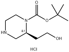 (S)-2-(2-羟乙基)哌嗪-1-羧酸叔丁酯盐酸盐,1638487-43-0,结构式