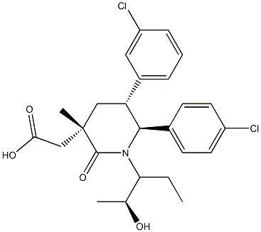 2-((3R,5R,6S)-5-(3-chlorophenyl)-6-(4-chlorophenyl)-1-((2S,3S)-2-hydroxypentan-3-yl)-3-Methyl-2-oxopiperidin-3-yl)acetic acid Structure